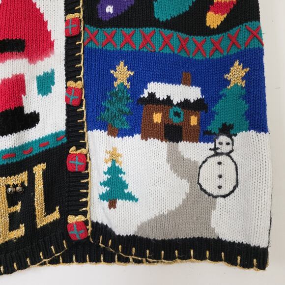 Vintage Ugly Christmas Sweater Vest Womens L Cabin Bear Candy Cane Artsy Fits XL - Picture 4 of 10